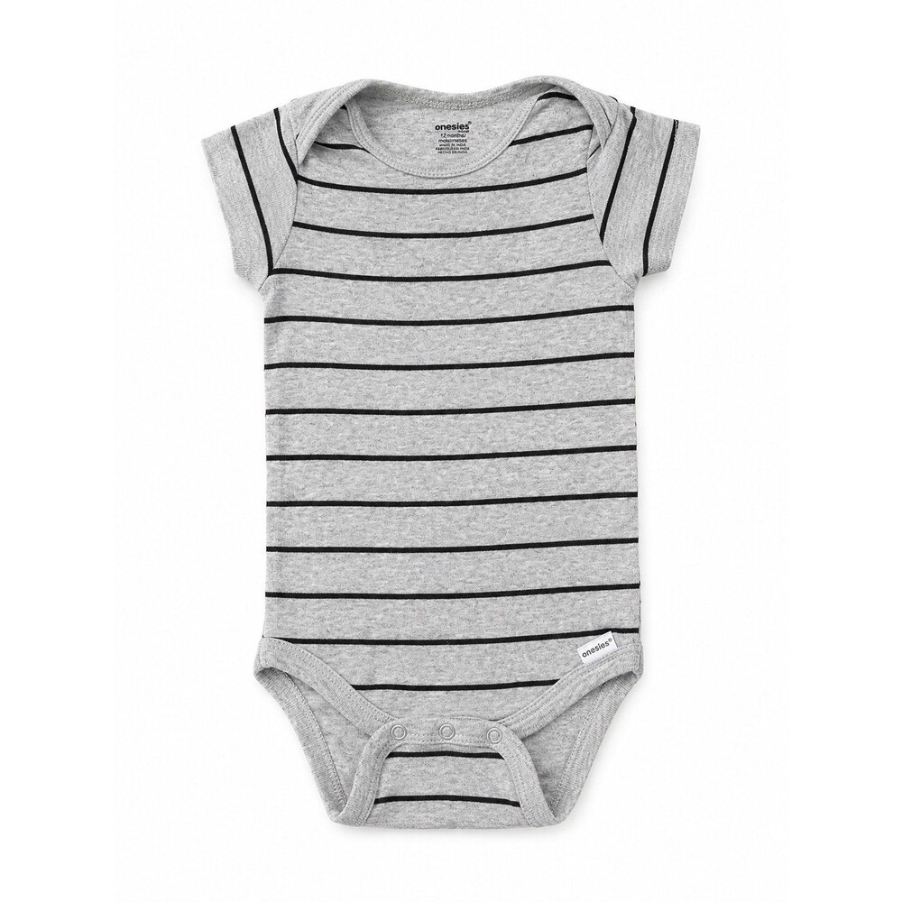 Gray & Black Striped Onesie Brand Bodysuit – 12 Months